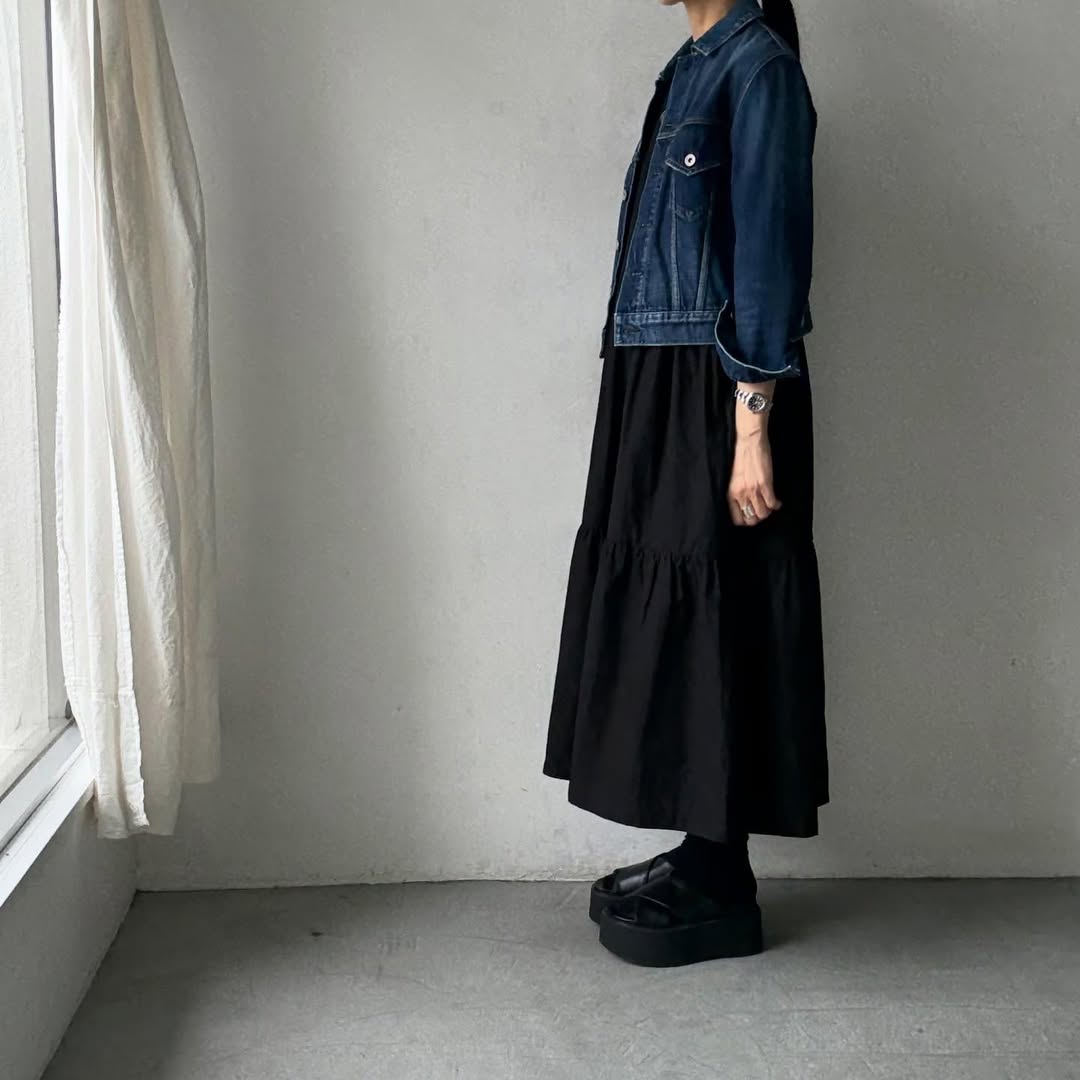 🟡週明け入荷分予約受付中🟡Linenya  ティアードワンピース　ブラック