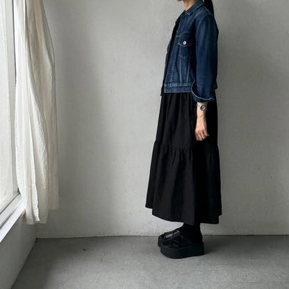 🟡週明け入荷分予約受付中🟡Linenya  ティアードワンピース　ブラック