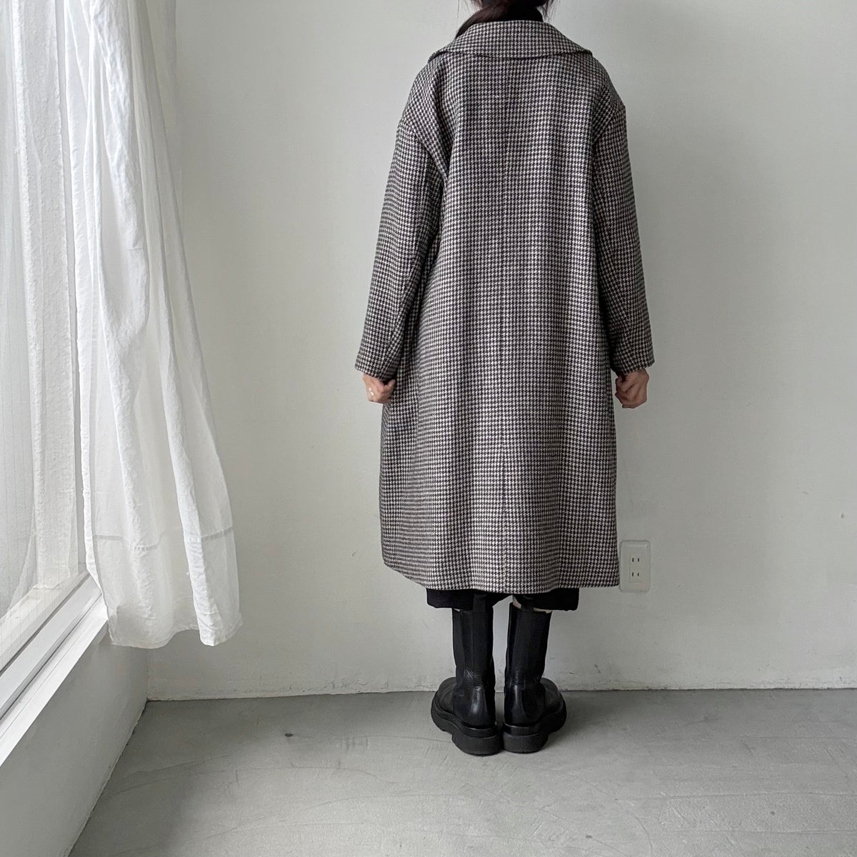 MAGALI  ピエドウールウールリネンフラットカラーコート