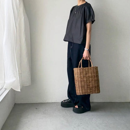 🟡週末入荷分予約受付中🟡cion  コットンシャーリングブラウス　　　ブラック