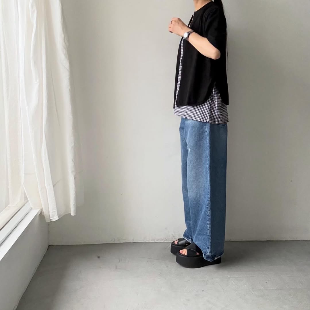 homspun  ギンガムノースリーブプルオーバー　