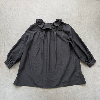 🔵金曜日入荷分予約受付中🔵Linenya  ラッフルシャツ　スミ