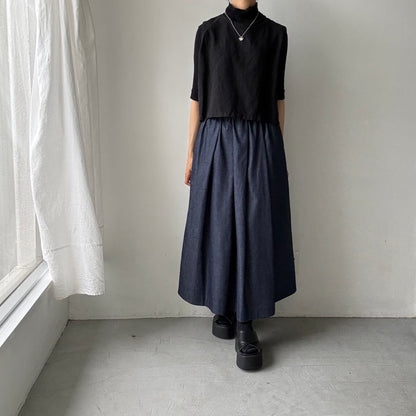 Linenya  デニムタックスカート　90センチ丈
