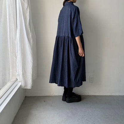 jujudhau  デニムハーフスリーブドレス