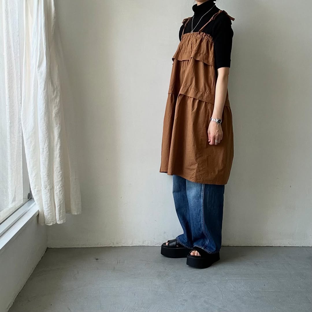 homspun コットンミニチェックティアードスカート