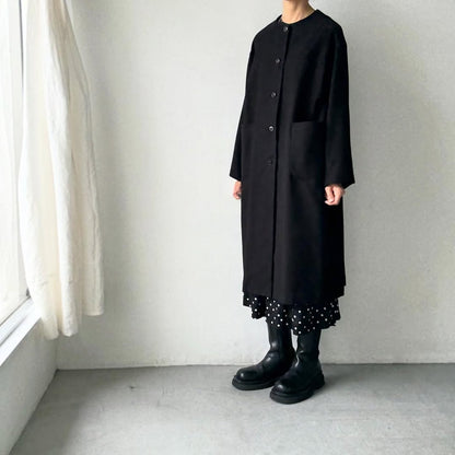 atelier d'antan Mauryノーカラーコットンコート