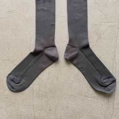 homspun シルケットコットンハイソックス　グレー