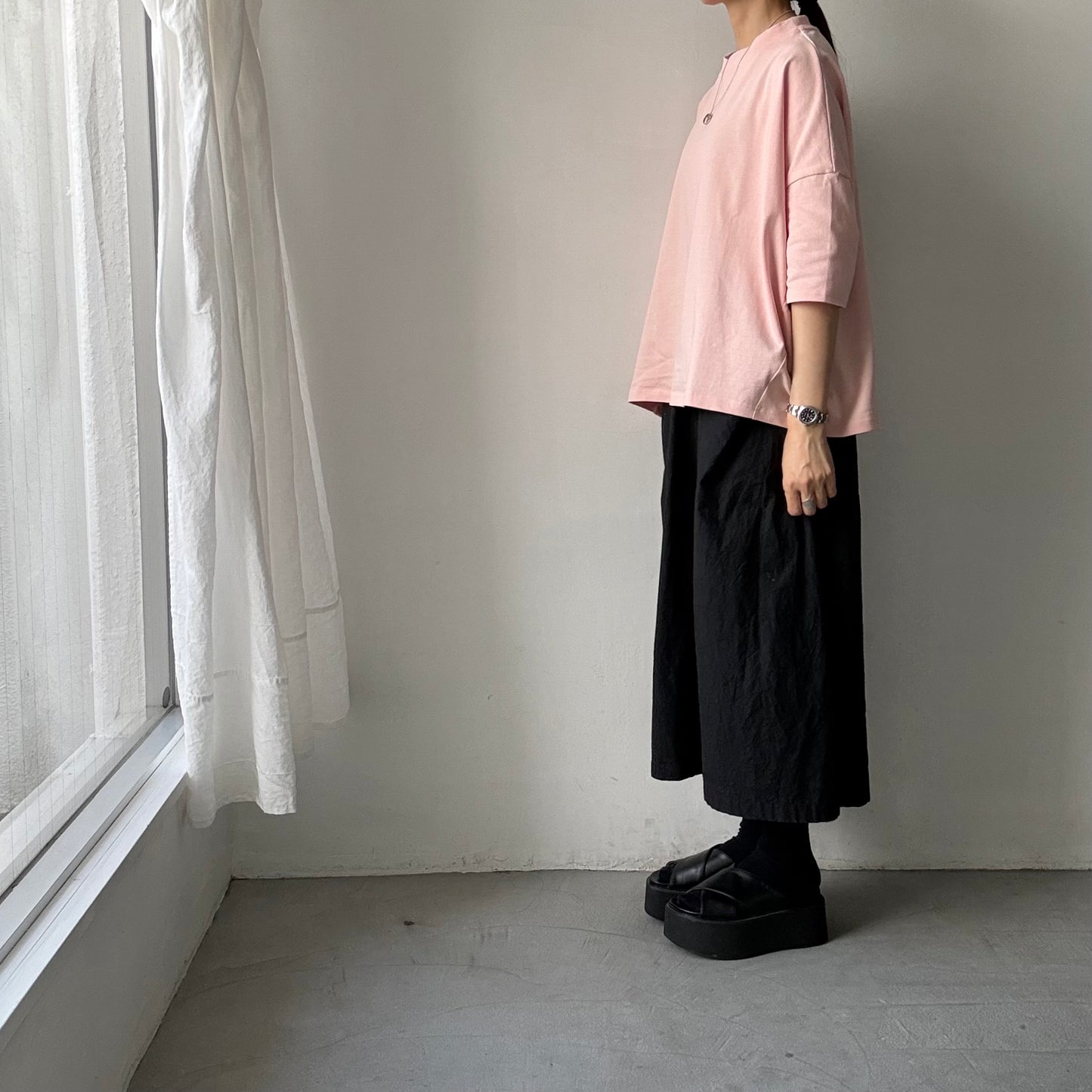 🟡水曜日入荷分予約受付中🟡 
Linenya  テラヴェ7分袖Tシャツ　ペールピンク