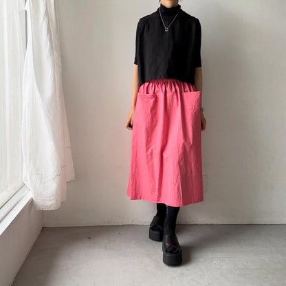 atelier naruse  ダウンプルーフコットンカットインポケットスカート　ローズピンク