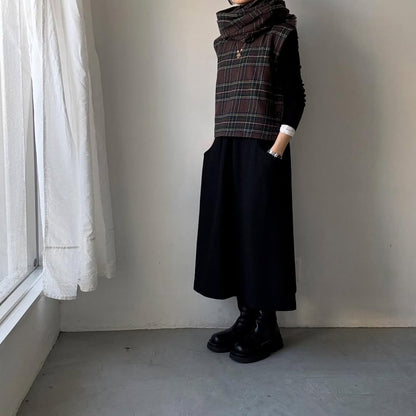 R&D.M.Co  ウール タータンチェックボタンビブ