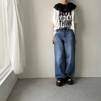 R&D.M.Co シルクコットンピエロカラーノースリーブブラウス