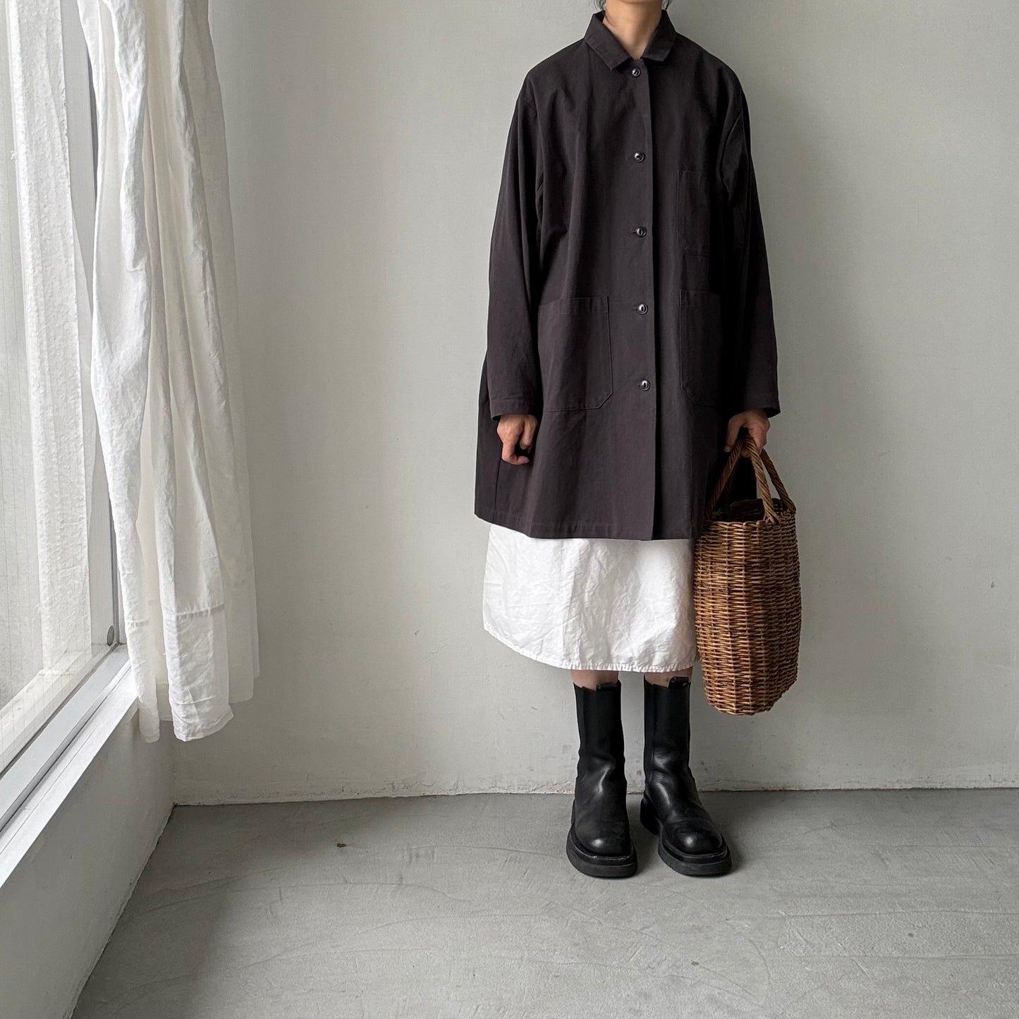 atelier d'antan Godardコットンコート　ダークグレー