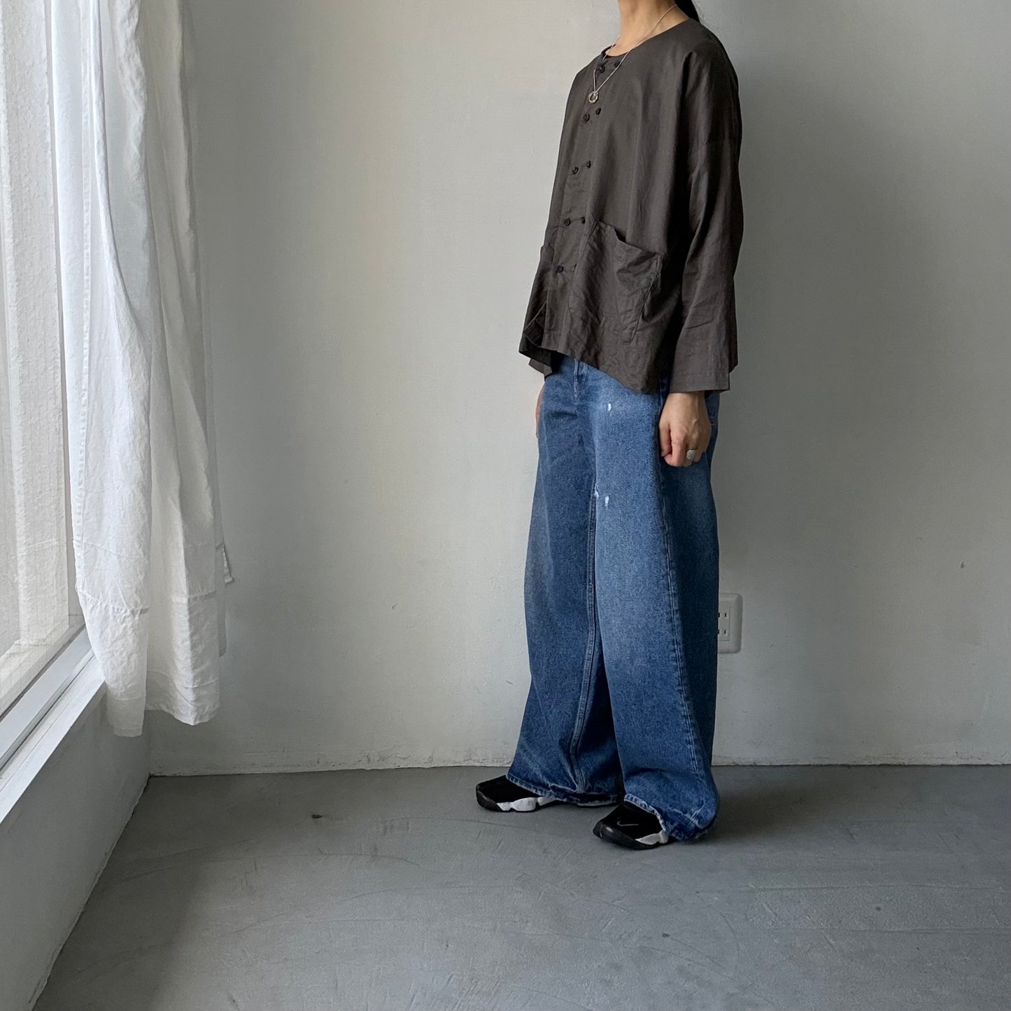 jujudhau コットンダブルボタンシャツ