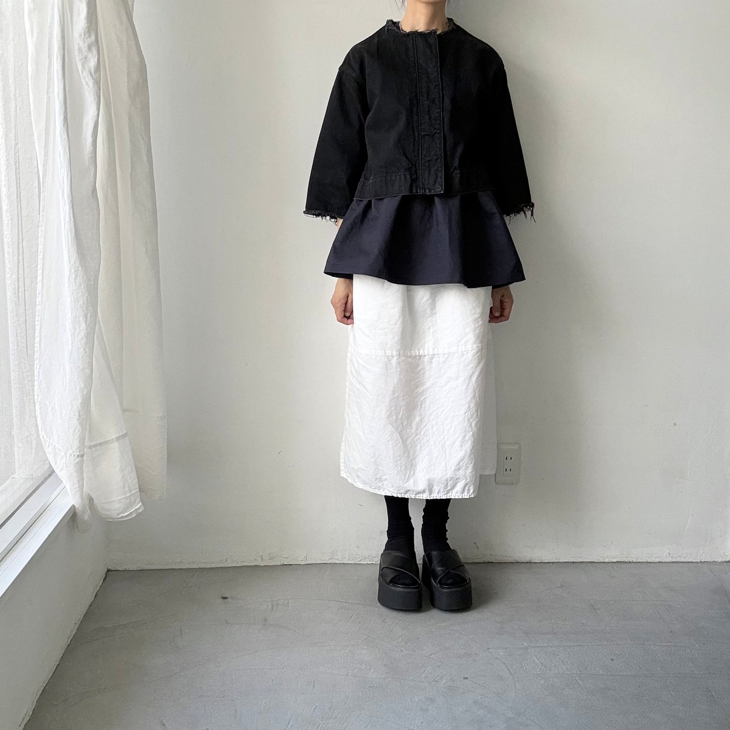 homspun  ワッフルノースリーブプルオーバー　ネイビー×ネイビー