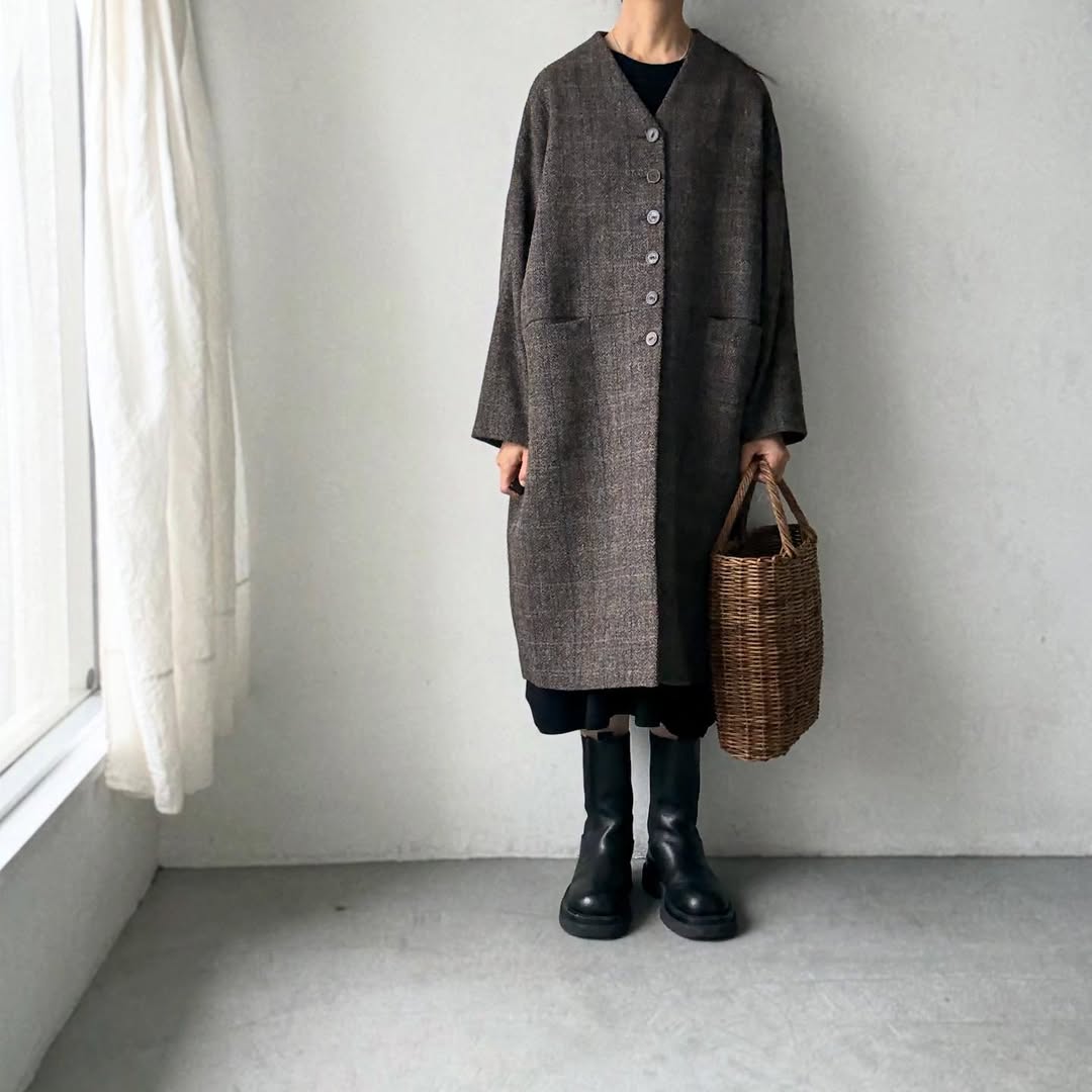 atelier naruse ハリスツイードウールコクーンコート