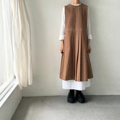 atelier d'antan kobell コットンエプロンドレス　カーキ