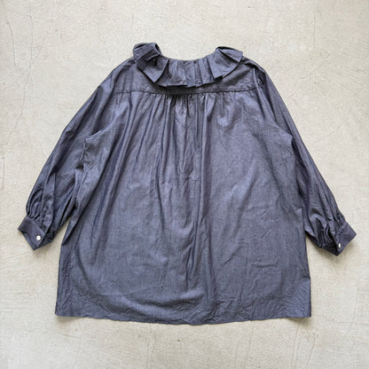 🔵金曜日入荷分予約受付中🔵Linenya  ラッフルシャツ　デニム