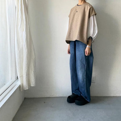 Linenya  ウール混ベスト　ベージュ