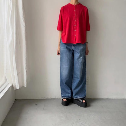 homspun  天竺5分袖カーディガン
レッド