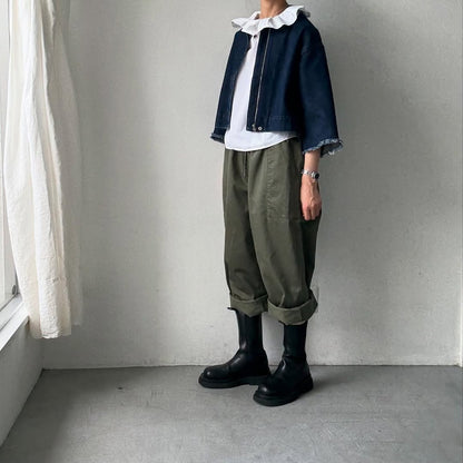 homspun 高密度ウエポンギャザーパンツ　グリーン