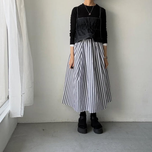 ayanoguchiaya　ストライプタックワイドスカート(blanc別注)