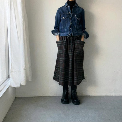 R&D.M.Co ウールタータンチェックストリングスカート
