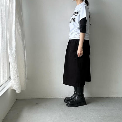 OLDMANS TAILOR OMTフロッキープリントロゴ半袖Tシャツ　ホワイト×ブラック