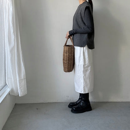 atelier naruse ブリティッシュウールツイードバックボタンリブベスト