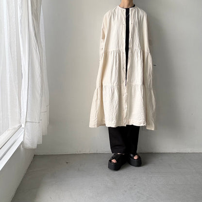 jujudhau デッドストックコットンティアードドレス　ナチュラル(ネップ)