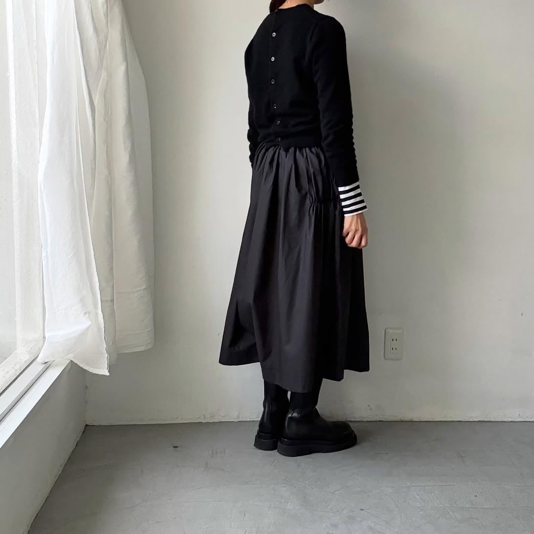 cion  コットンシャーリングギャザースカート　ブラック