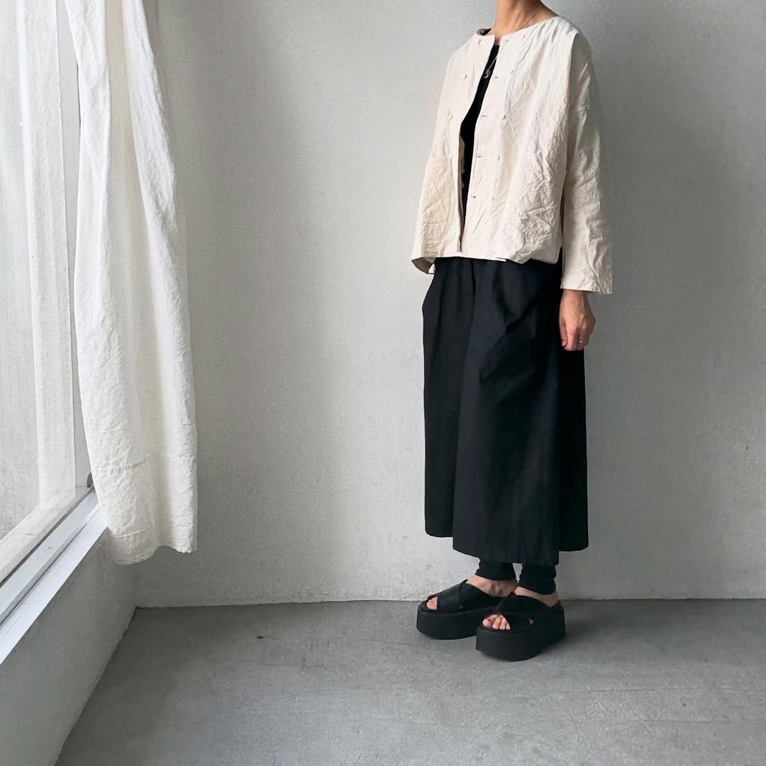 jujudhau コットンダブルボタンシャツ