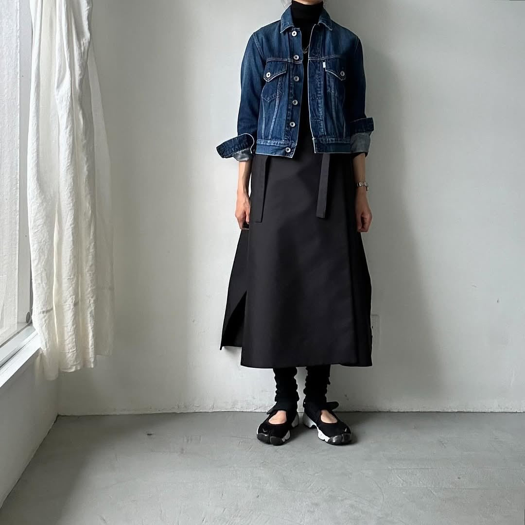 TENNE HANDCRAFTED MODERN ラップスカート　ブラック