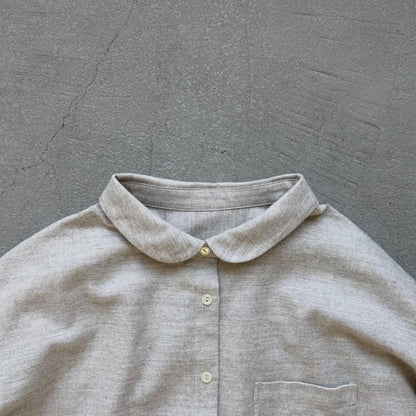 Linenya  コットンヤク丸襟長袖ブラウス　ベージュ