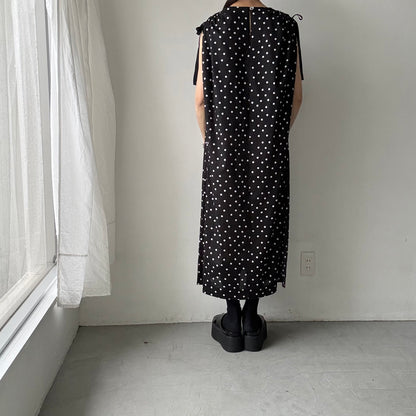 cion  コットン水玉ショルダーリボンワンピース