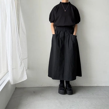 MAGALI コットン天竺ギャザースリーブカットソー　ブラック