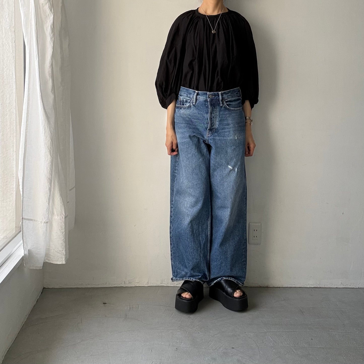 R&D.M.Co ガーメントダイカディギャザースモック　ブラック