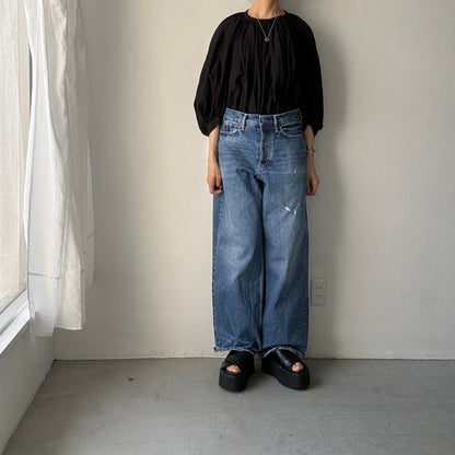 R&D.M.Co ガーメントダイカディギャザースモック　ブラック