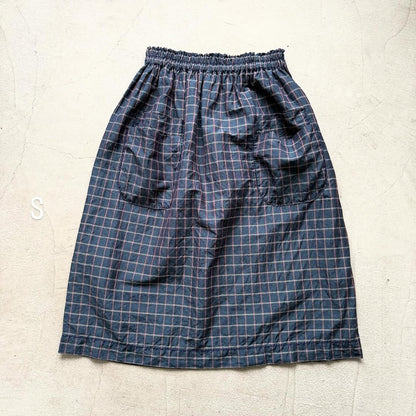 homspun コットンリネンチェックダブルポケットスカート　ネイビーチェック