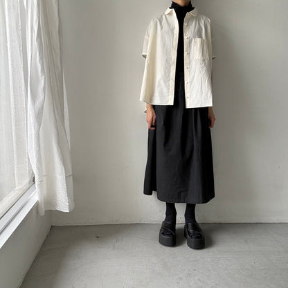 Linenya  コットン丸襟ブラウス　きなり