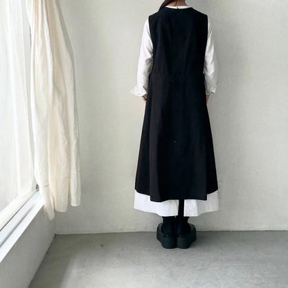 atelier d'antan kobell コットンエプロンドレス　ブラック