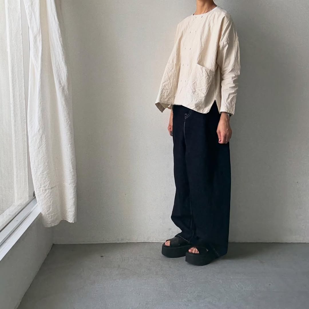 jujudhau コットンダブルボタンシャツ