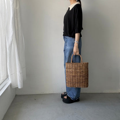 atelier naruse  コットンクロシェカラーニット　ブラック