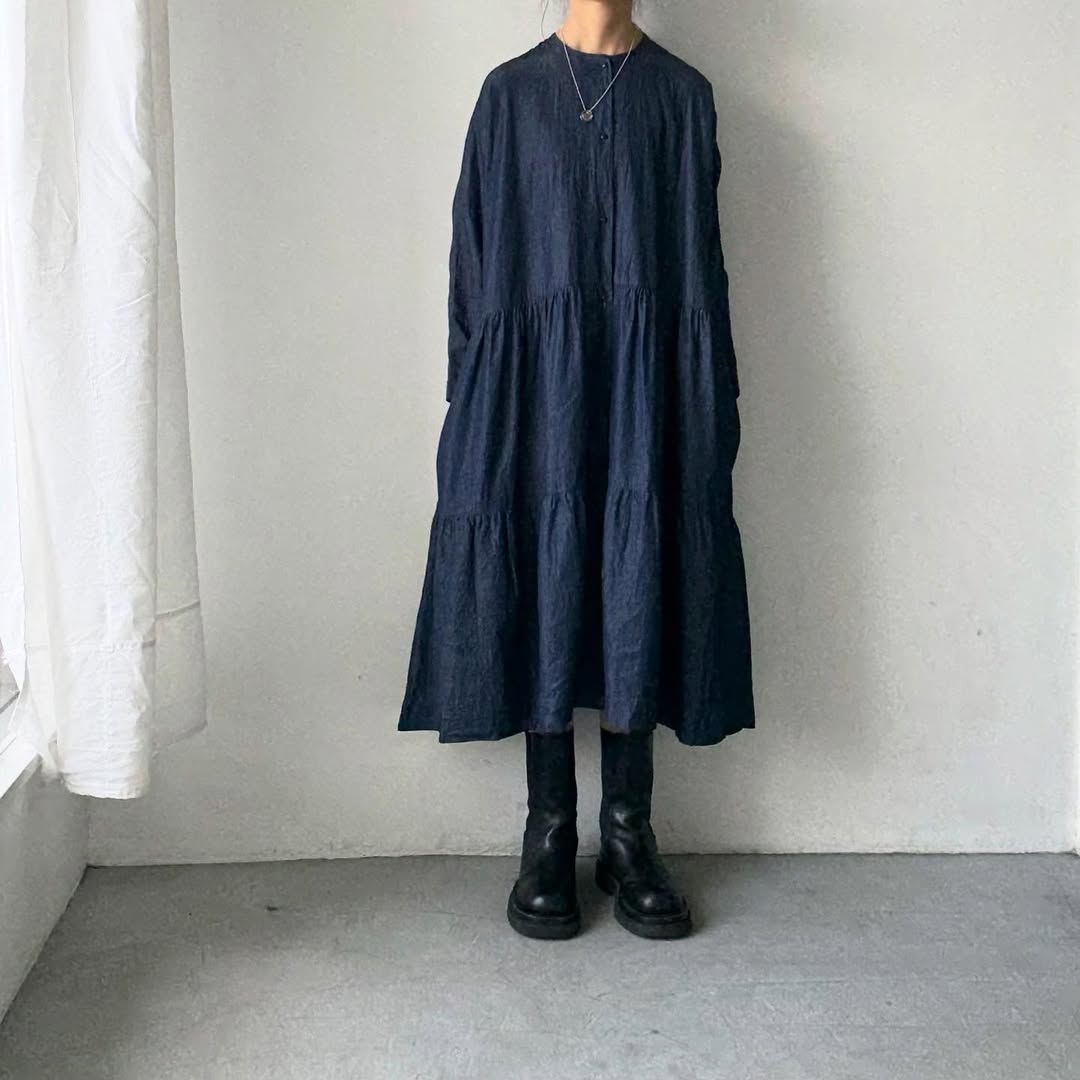 jujudhau デッドストックデニムティアードドレス