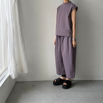 atelier d'antan Pigott コットンリネンノースリーブシャツ