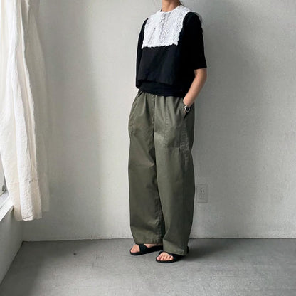 homspun 高密度ウエポンギャザーパンツ　グリーン