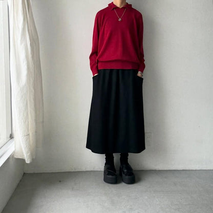 cion  ウールフリルカラーポロニット　レッド