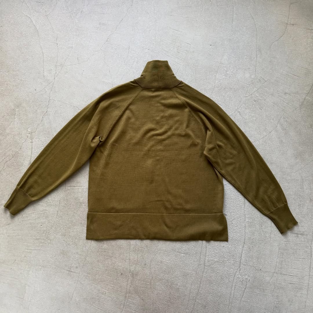 homspun ソフトコットンジップアップカーディガン　カーキ
