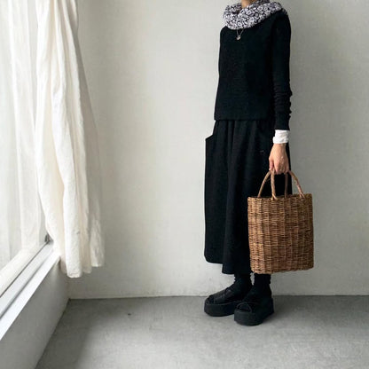 R&D.M.Co  ワイルドベリーガーゼショール　ブラック×ホワイト