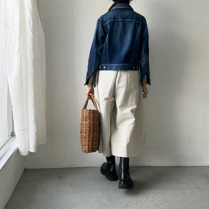 MAGALI ハイカウントコットンリネンコクーンパンツ　オートミール