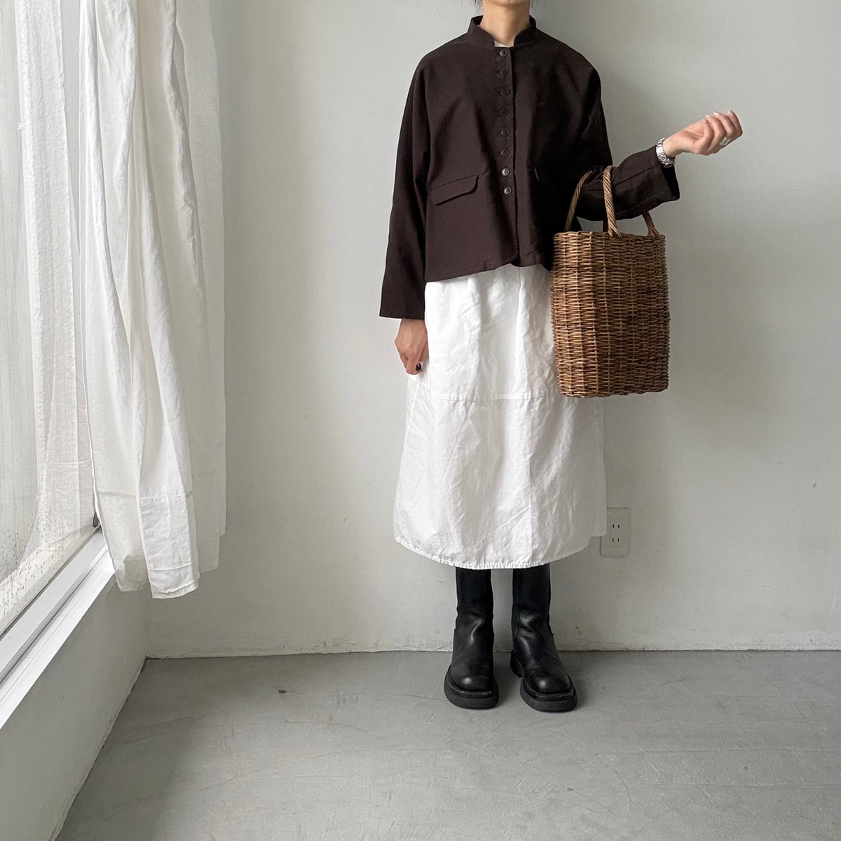 atelier d'antan Taineコットンジャケット　ダークブラウン
